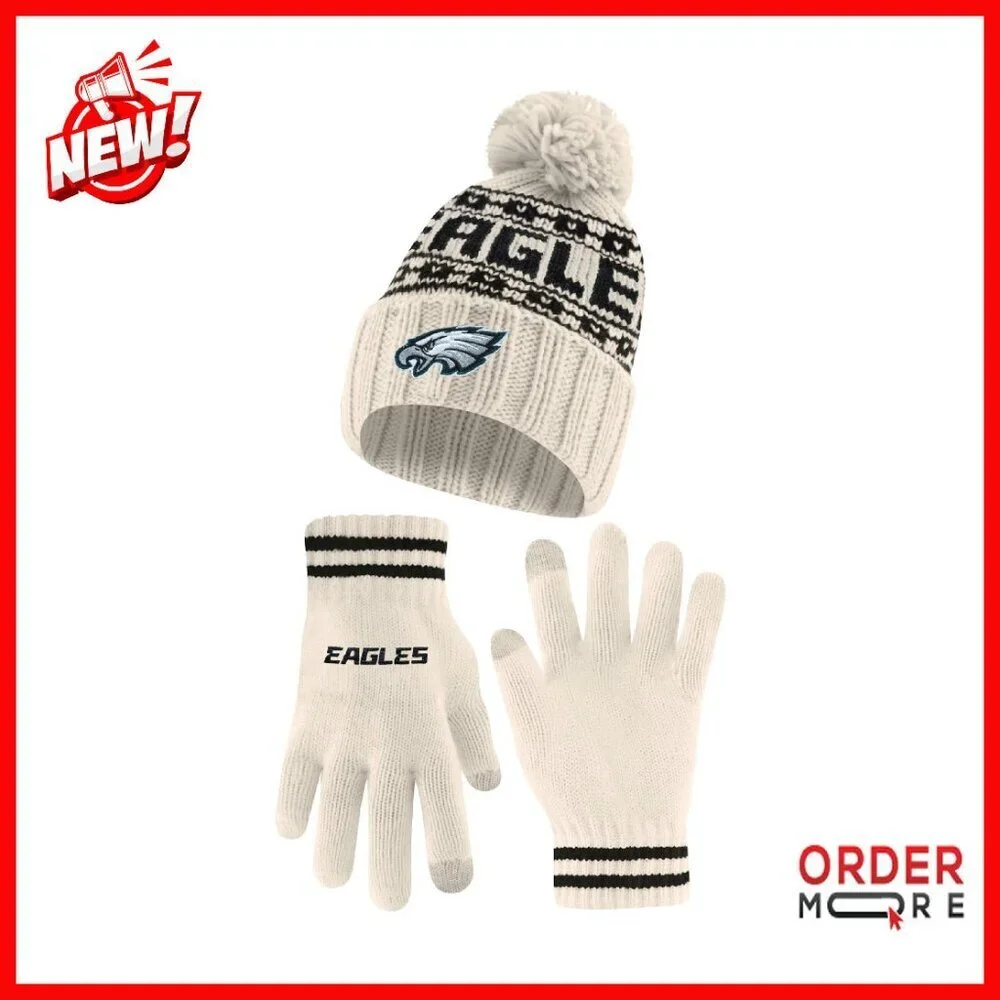 NFL Team Winter Beanie Hat with Touch Screen Gloves Set